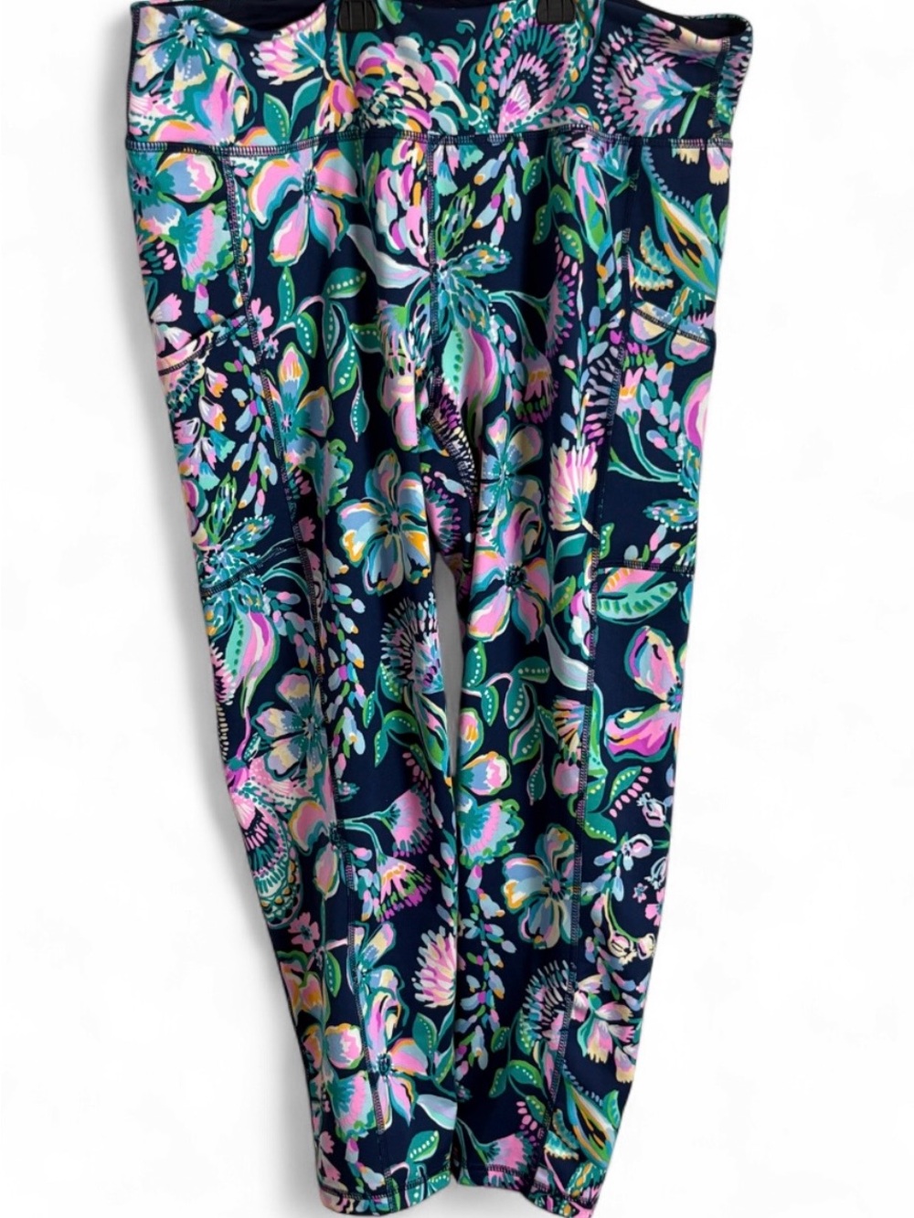 Lilly Pulitzer Luxletic High-Rise Active Leggings XL Floral Navy Pocket